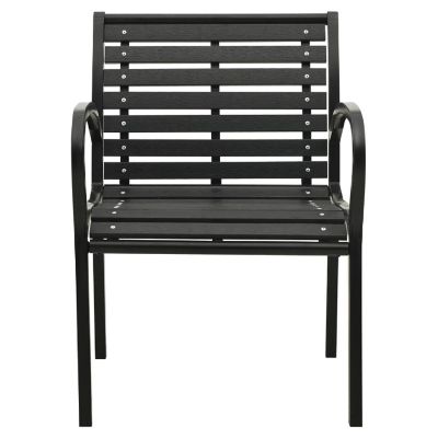 vidaXL Patio Chairs 2 pcs Steel and WPC Black Image 3