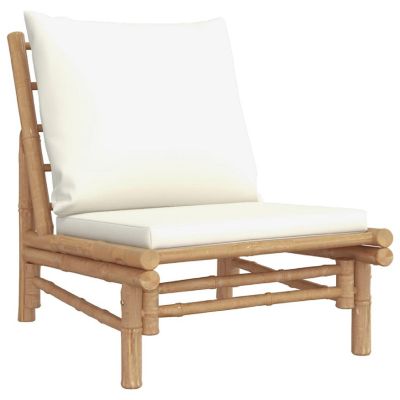 vidaXL Patio Chairs 2 pcs with Cream White Cushions Bamboo Image 3