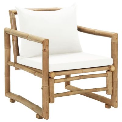 vidaXL Patio Chairs 2 pcs with Cushions and Pillows Bamboo Image 2