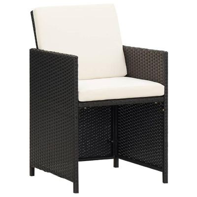vidaXL Patio Chairs 2 pcs with Cushions and Pillows Poly Rattan Black Image 1