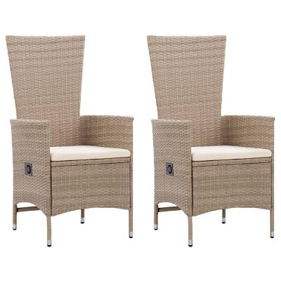 vidaXL Patio Chairs 2 pcs with Cushions Poly Rattan Beige Image 1
