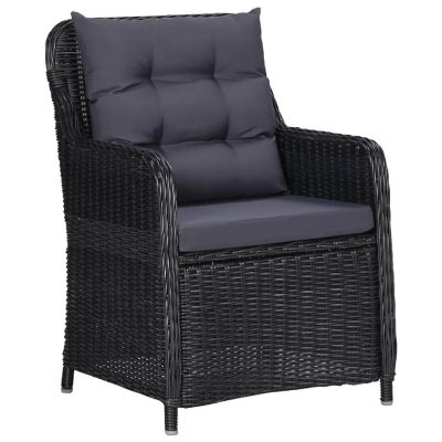 vidaXL Patio Chairs 2 pcs with Cushions Poly Rattan Black Image 2