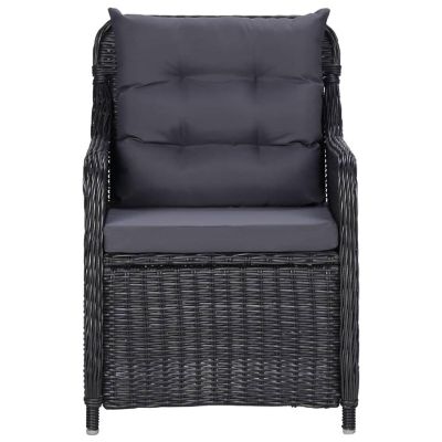 vidaXL Patio Chairs 2 pcs with Cushions Poly Rattan Black Image 3