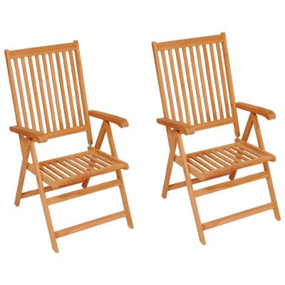vidaXL Patio Chairs 2 pcs with Green Cushions Solid Teak Wood Image 2