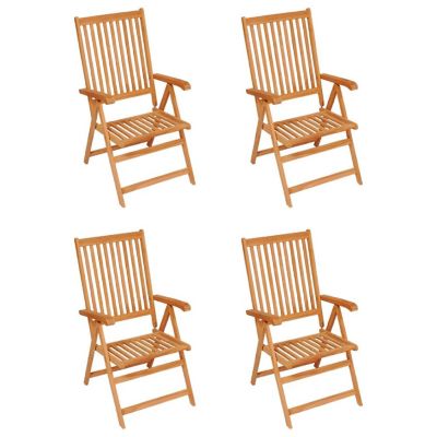vidaXL Patio Chairs 4 pcs with Gray Cushions Solid Teak Wood Image 2