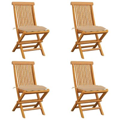 vidaXL Patio Chairs with Beige Polyester Cushions 4 pcs Image 1