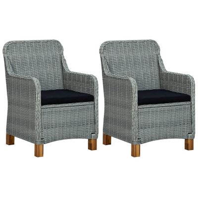 vidaXL Patio Chairs with Cushions 2 pcs Poly Rattan Light Gray Image 1