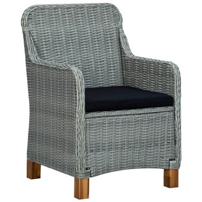 vidaXL Patio Chairs with Cushions 2 pcs Poly Rattan Light Gray Image 2