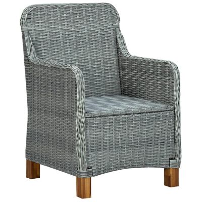 vidaXL Patio Chairs with Cushions 2 pcs Poly Rattan Light Gray Image 3