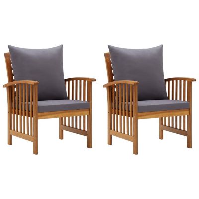 vidaXL Patio Chairs with Cushions 2 pcs Solid Acacia Wood Garden Seat Furniture Image 1