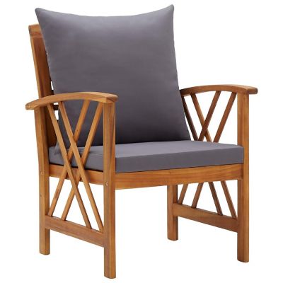 vidaXL Patio Chairs with Cushions 2 pcs Solid Acacia Wood Image 2