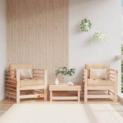 vidaXL Patio Chairs with Cushions 2 pcs Solid Wood Pine Image 1