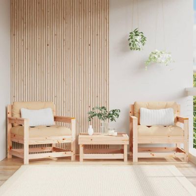 vidaXL Patio Chairs with Cushions 2 pcs Solid Wood Pine Image 1