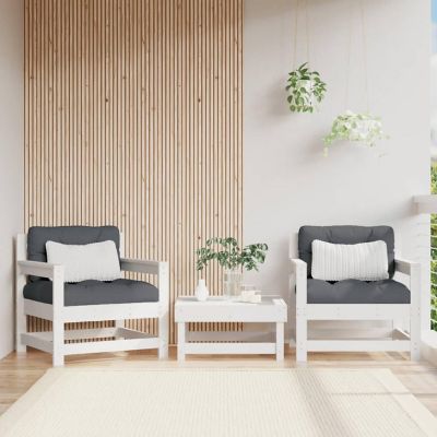 vidaXL Patio Chairs with Cushions 2 pcs White Solid Wood Pine Image 1