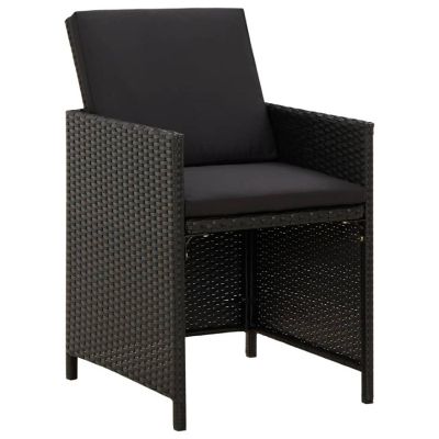 vidaXL Patio Chairs with Cushions 4 pcs Poly Rattan Black Image 2