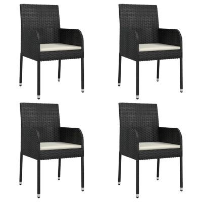 vidaXL Patio Chairs with Cushions 4 pcs Poly Rattan Black Image 1