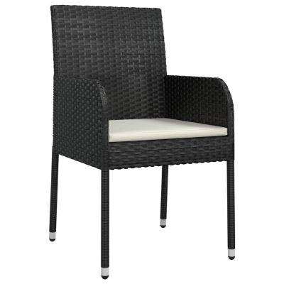 vidaXL Patio Chairs with Cushions 4 pcs Poly Rattan Black Image 3