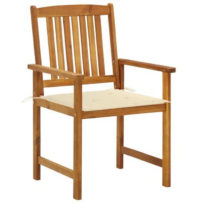 vidaXL Patio Chairs with Cushions 4 pcs Solid Acacia Wood Cream Image 3