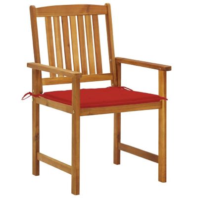 vidaXL Patio Chairs with Cushions 4 pcs Solid Acacia Wood Red Image 2