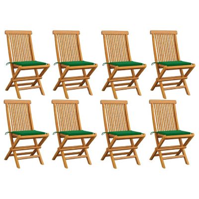 vidaXL Patio Chairs with Green Polyester Cushions 8 pcs Image 1