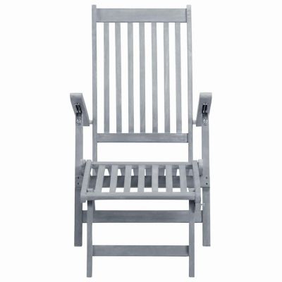 vidaXL Patio Deck Chair with Footrest Gray Wash Solid Acacia Wood Image 2
