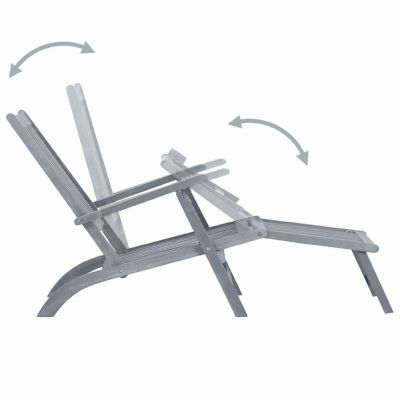 vidaXL Patio Deck Chair with Footrest Gray Wash Solid Acacia Wood Image 3
