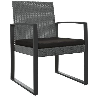 vidaXL Patio Dining Chairs 2 pcs Dark Gray PP Rattan Image 1
