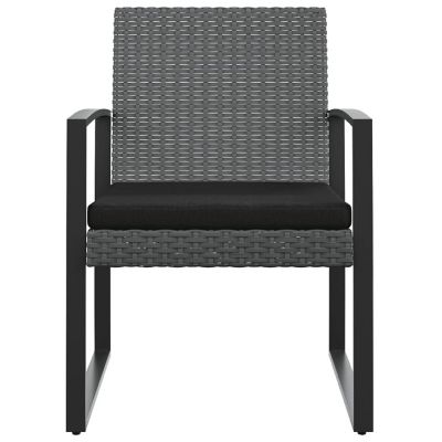 vidaXL Patio Dining Chairs 2 pcs Dark Gray PP Rattan Image 3