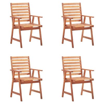 vidaXL Patio Dining Chairs 4 pcs with Cushions Solid Acacia Wood Green Image 2