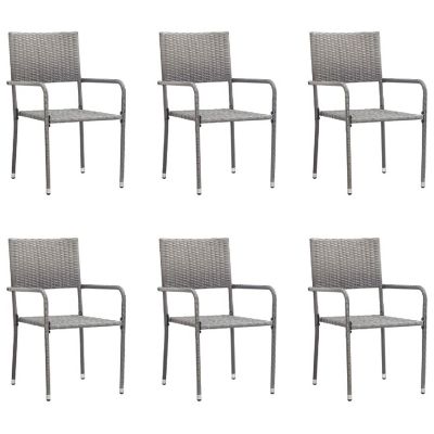 vidaXL Patio Dining Chairs 6 pcs Poly Rattan Anthracite Image 1