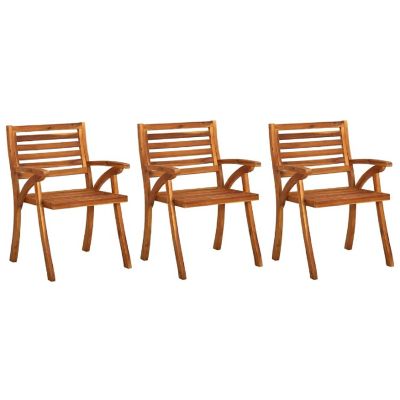 vidaXL Patio Dining Chairs with Cushions 3 pcs Solid Acacia Wood Cream Image 2