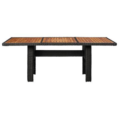 vidaXL Patio Dining Table Black 78.7"x39.4"x29.1" Poly Rattan Image 2