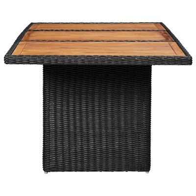 vidaXL Patio Dining Table Black 78.7"x39.4"x29.1" Poly Rattan Image 3
