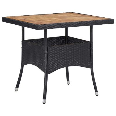vidaXL Patio Dining Table Black Poly Rattan and Solid Acacia Wood Image 1