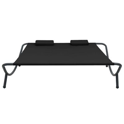 vidaXL Patio Lounge Bed Fabric Black Image 2