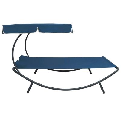 vidaXL Patio Lounge Bed with Canopy and Pillows Blue Image 3