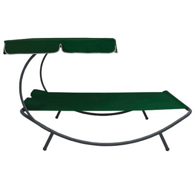 vidaXL Patio Lounge Bed with Canopy and Pillows Green Image 3