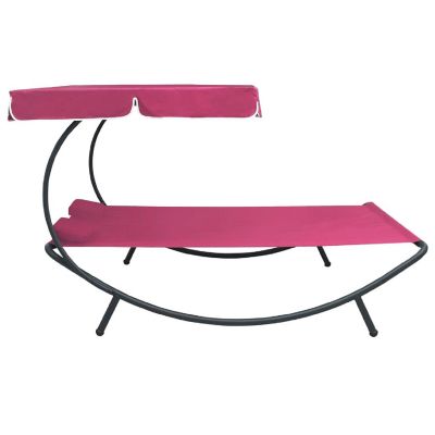 vidaXL Patio Lounge Bed with Canopy and Pillows Pink Image 3