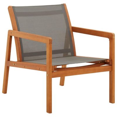vidaXL Patio Lounge Chair Gray Solid Wood Eucalyptus and Textilene Image 1