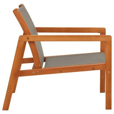vidaXL Patio Lounge Chair Gray Solid Wood Eucalyptus and Textilene Image 2