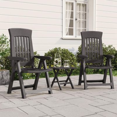 vidaXL Patio Reclining Chairs 2 pcs Anthracite PP Image 1