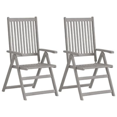 vidaXL Patio Reclining Chairs 2 pcs Gray Solid Acacia Wood Image 1