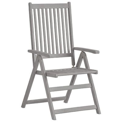 vidaXL Patio Reclining Chairs 2 pcs Gray Solid Acacia Wood Image 2