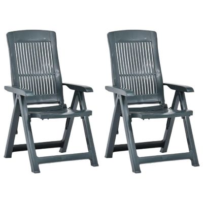 vidaXL Patio Reclining Chairs 2 pcs Plastic Green Image 1