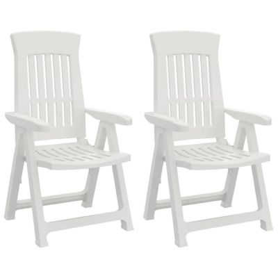 vidaXL Patio Reclining Chairs 2 pcs White PP Image 1