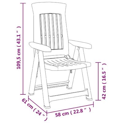 vidaXL Patio Reclining Chairs 2 pcs White PP Image 3