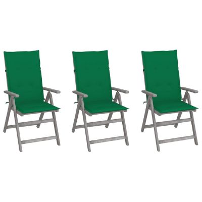 vidaXL Patio Reclining Chairs 3 pcs with Cushions Solid Acacia Wood Image 1