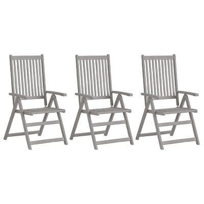 vidaXL Patio Reclining Chairs 3 pcs with Cushions Solid Acacia Wood Image 2