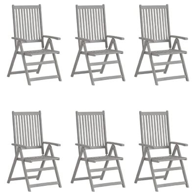 vidaXL Patio Reclining Chairs 6 pcs Gray Solid Acacia Wood Image 1