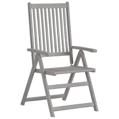 vidaXL Patio Reclining Chairs 6 pcs Gray Solid Acacia Wood Image 2